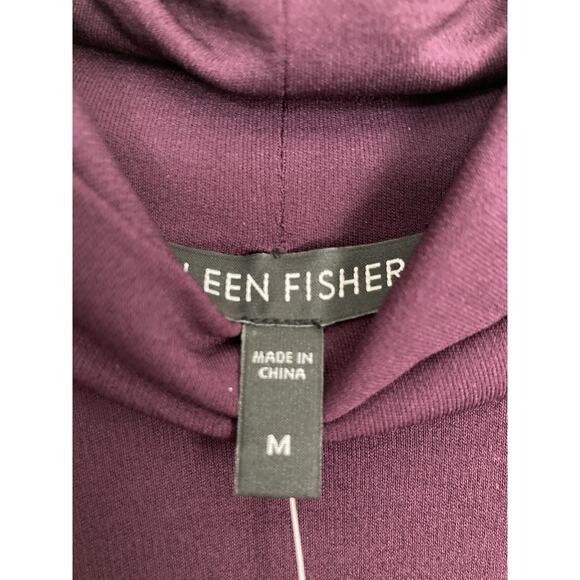 Eileen Fisher Stretch Silk Jersey Scrunch Neck Top Turtleneck Port Maroon Medium - Picture 4 of 9